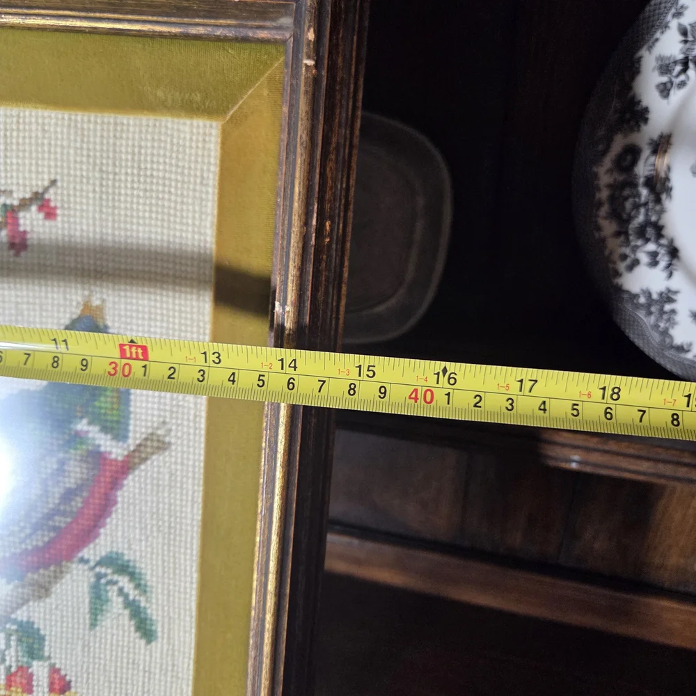 Framed Bird Embroidery Art in Brown and Green - Picture 7 of 10